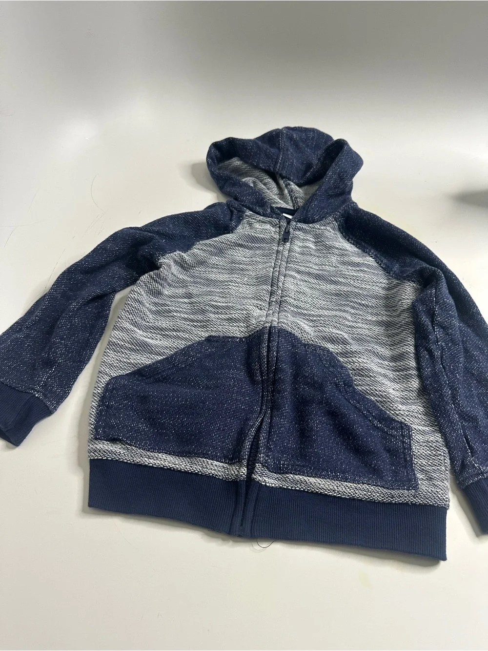 Kids' Lightweight Hooded Zip-Up Sweatshirt - Navy and Heather Gray